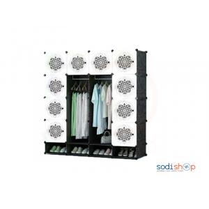 Armoire de Rangement en Plastique pour Vos Vêtements et Chaussures 4 battants  et 16 casiers - CH0029