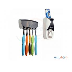 Support Brosse à Dents 5 Porte pour Famille Ventouse Plastique et  Distributeur de Dentifrice - AS0036