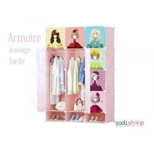 Placard en Plastique Avec Bande Dessinée Pour Vêtements Chaussures Jouets Adapté aux Enfants  3 battants, 12 casiers - CH0029