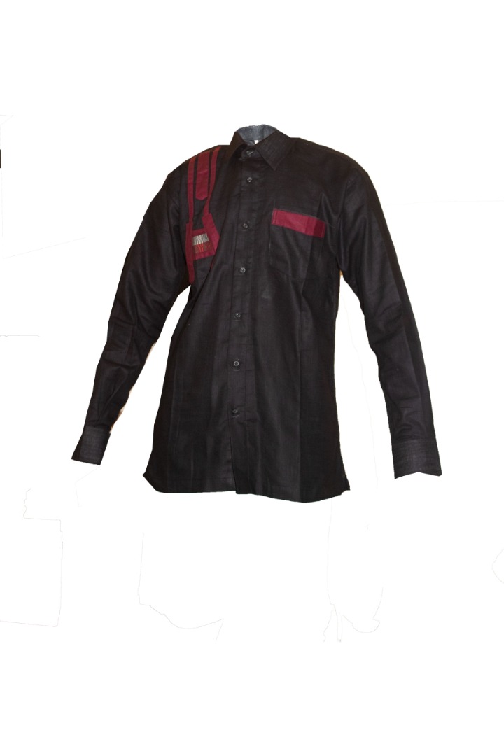 Chemise homme fond Noir en Lain Taille XL MJ0022