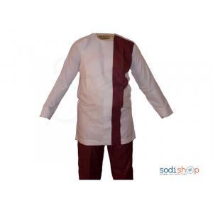 Ensemble Complet Pour Homme Couleur Rouge-bordeaux et blanc MJ0022