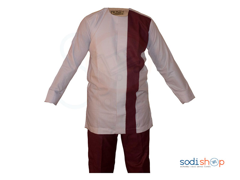 Ensemble Complet Pour Homme Couleur Rouge-bordeaux et blanc MJ0022