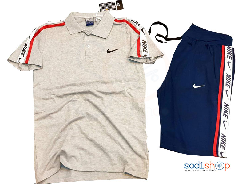 Jogging Complet Nike Polo Couleur Gris Bleu