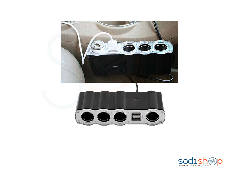 Adaptateur Pour Voiture Double Port USB 4 Voies Allume-cigare Socket Splitter Chargeur Adaptateur-BC0045 – Image 2