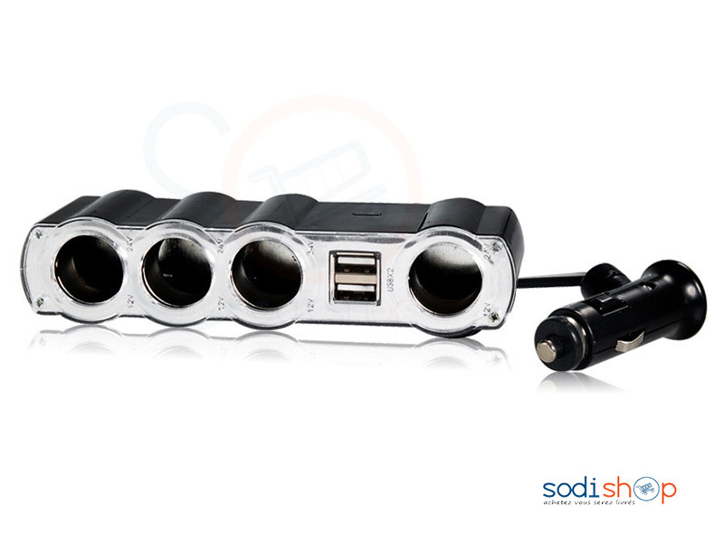 Adaptateur Pour Voiture Double Port USB 4 Voies Allume-cigare Socket Splitter Chargeur Adaptateur-BC0045