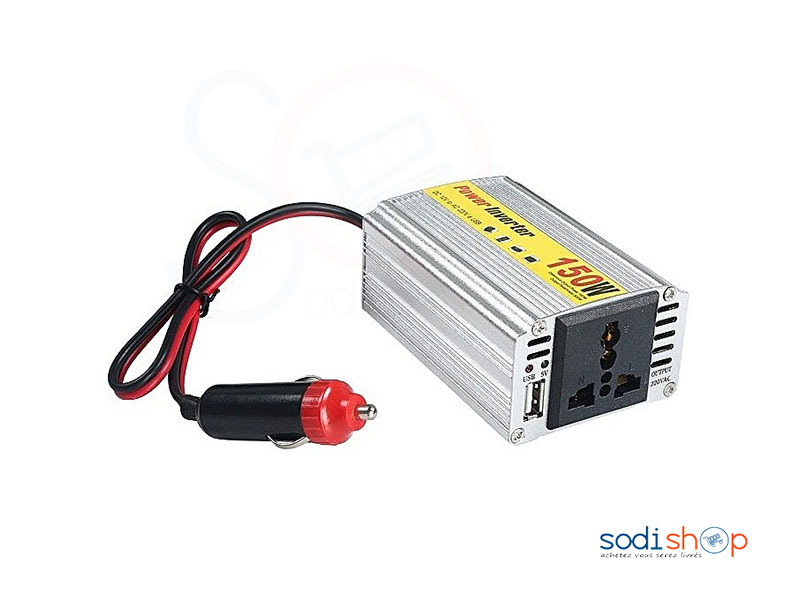 Convertisseur-Adaptateur pour Voiture avec Prise Electrique NEWSTAR DC 12V TO AC 220V 150W
