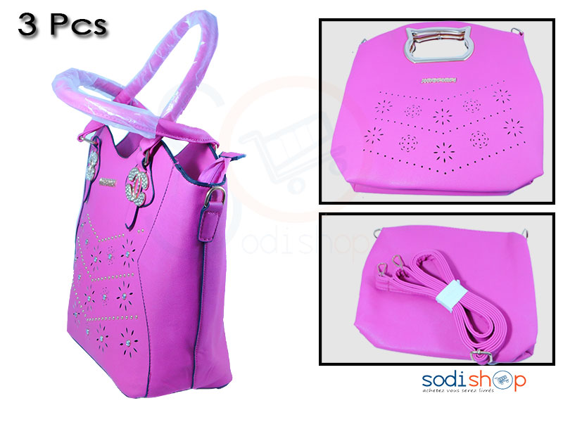 Sac à Main Channel - 3 Pièces Couleur Rose – Image 3