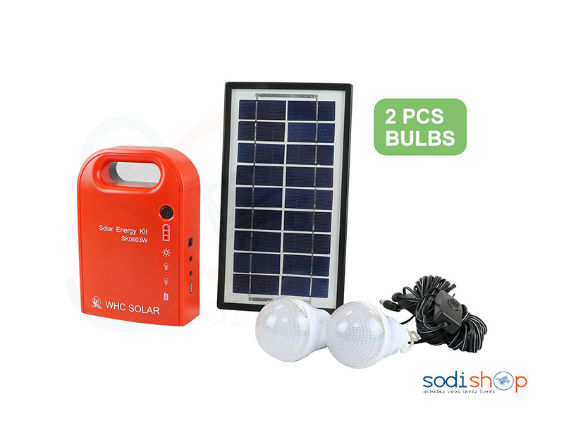 Kit Solaire d’énergie SK0603W 3W 2 Ampoules