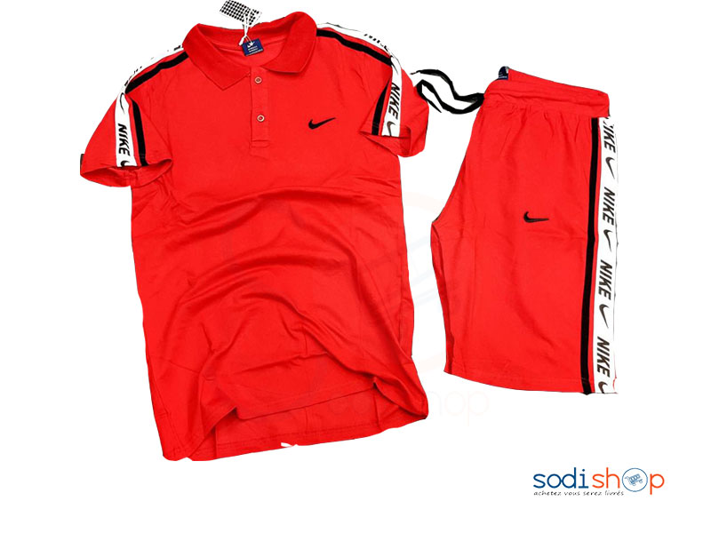 Nike Ensemble Sport TENNIS - T-shirt + culotte imprimé - Rouge-BO0019