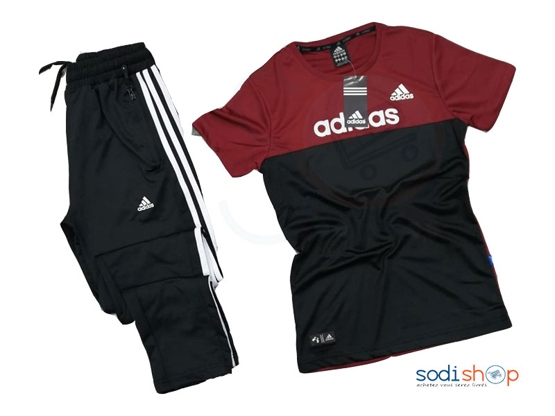 Jogging Complet Adidas Couleur Noir Rouge Bordeaux BO0019