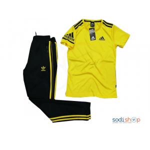 Ensemble Adidas T-Shirt + Pantalon Couleur Noir Jaune Tenue sportive-BO0019