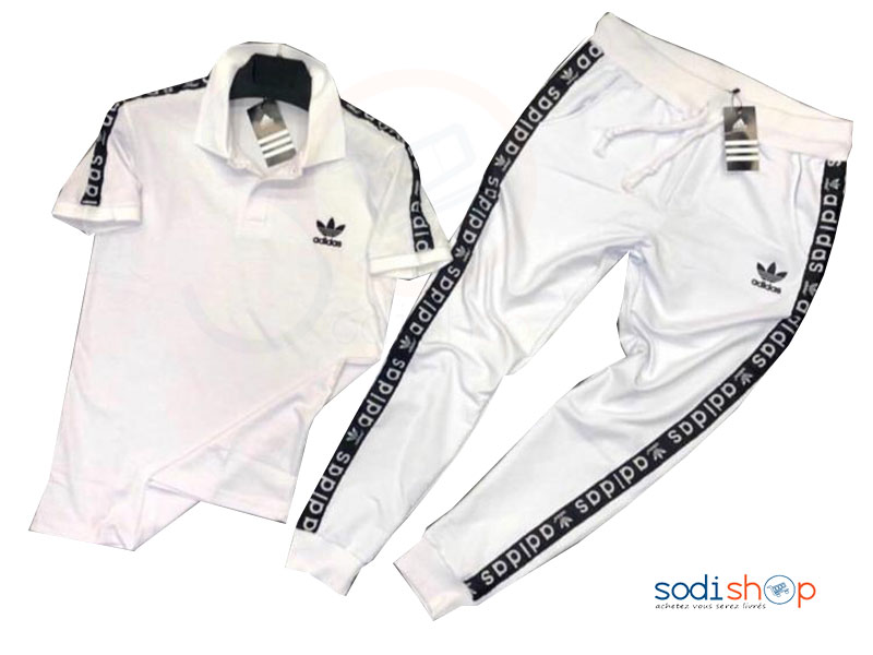 Ensemble Adidas T-Shirt + Pantalon Couleur Blanche BO0019
