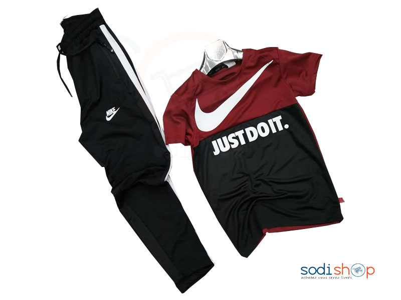 Ensemble Jogging NIKE Couleur Noir Rouge Bordeaux BO0019