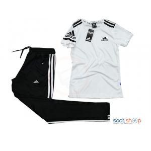 Tenue sportive- Ensemble Adidas T-Shirt + Pantalon Couleur Blanc/Noir-BO0019