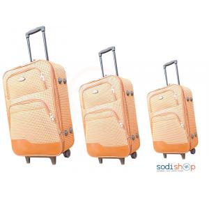 Kit 3 Valises à Roulette Double Trolley Couleur Marron Claire BG0053