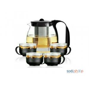 Carafe en Verre Transparent Avec Filtre et infuseur Plus Quatre Bols - AM0036