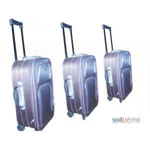 Kit de 3 Valises à Roulette Double Trolley Couleur Violet Noire BG0053