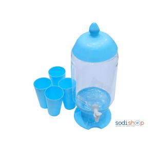Carafe- Distributeur d’eau- de Boissons avec robinet et 4 bols en plastique VI0050