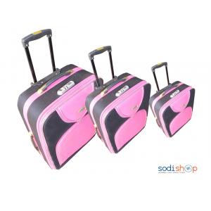 Ensemble 3 Valises Cabines - Ferest Tiger Couleur Rose/Noir BG0053