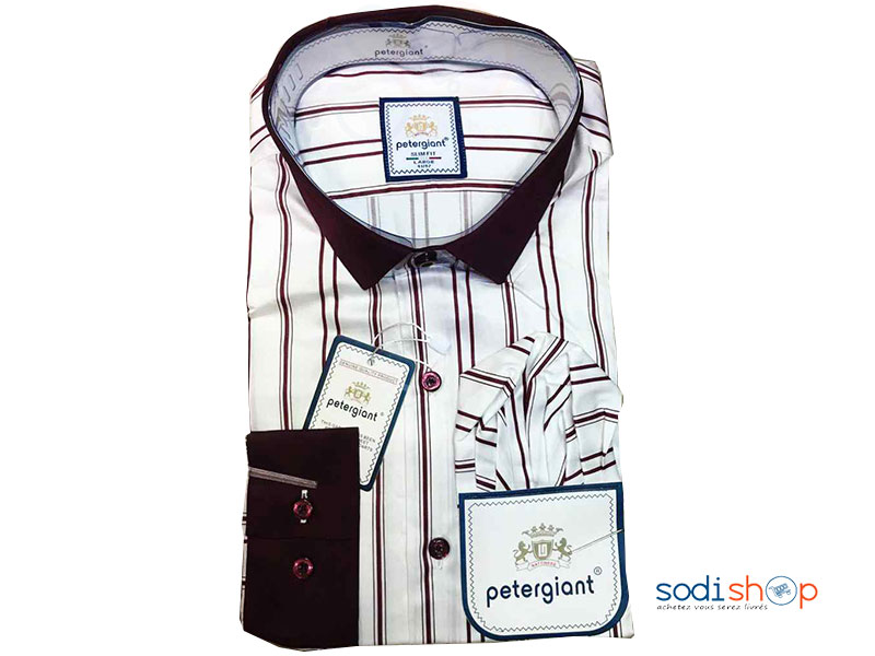 Chemise Manche Longue pour Homme Petergiant Blanc Marron