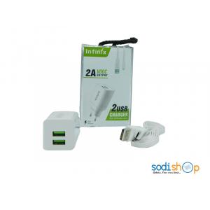 Chargeur avec 2 Ports USB, Multi-Usage Appareils Electroniques, Smartphones - Infinix 2A VOOC Output SODI00