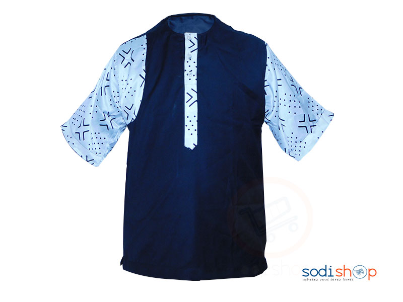 Chemise en Kaki Pour Homme Deux Tons Couleur Bleu Blanc