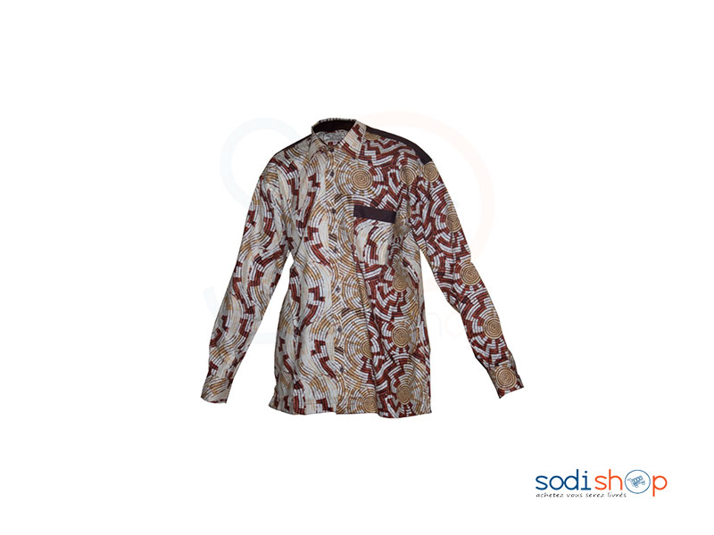 Chemise en Wax Manche longue à Motif Pour Homme MJ0022