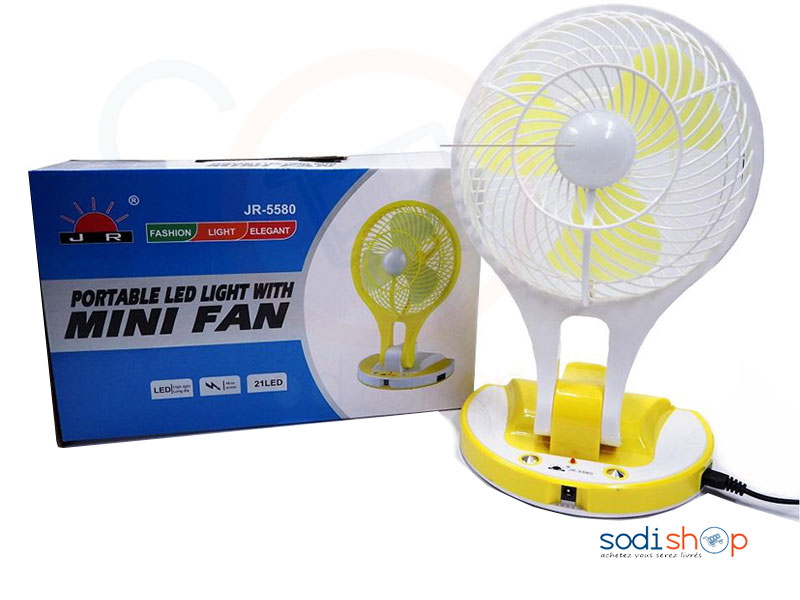 Mini ventilateur électrique rechargeable à deux vitesses avec lampe-Mini Fan