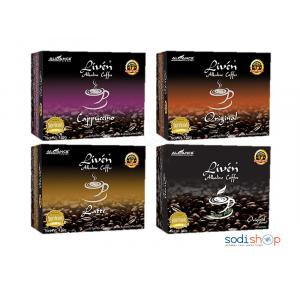 Le café Alkaline Sain aux Effets Multiples en 4 variété: Original, Latte, cappuccino et Sugar Free