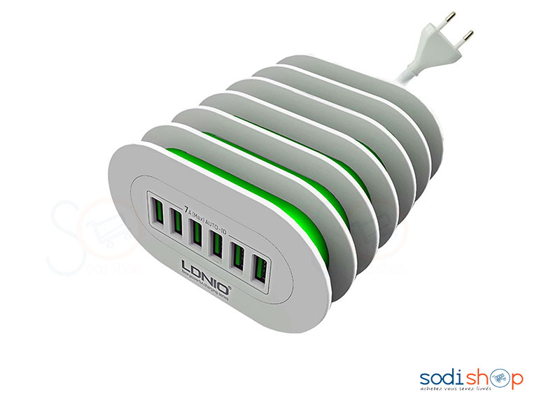 Chargeur Multiports USB LDNIO A6702 6 ports USB 5V-7A AC100 240V 50-60HZ