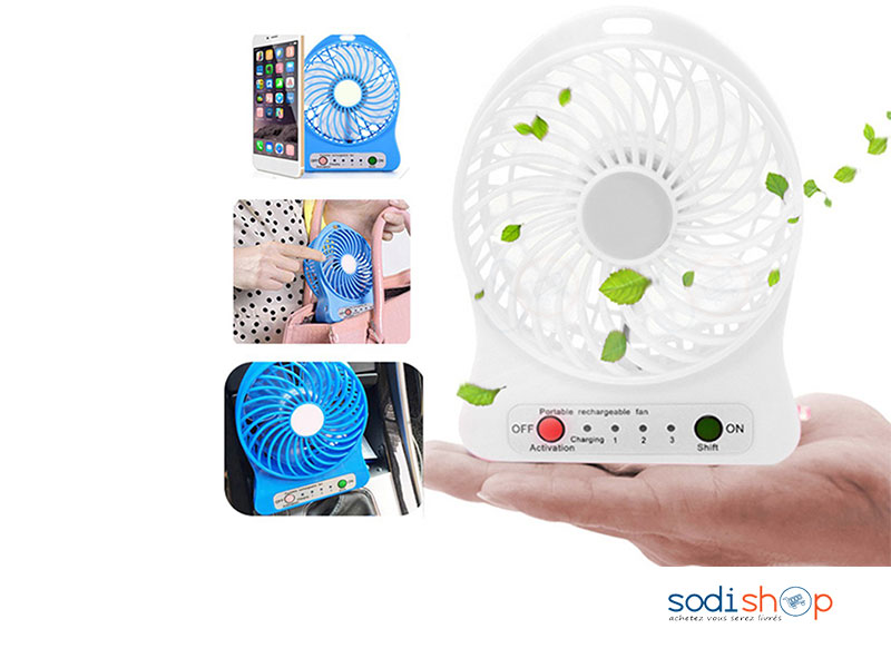 Mini-Ventilateur Rechargeable Portable Mini-Fan - Chargeur de Téléphone – Image 2