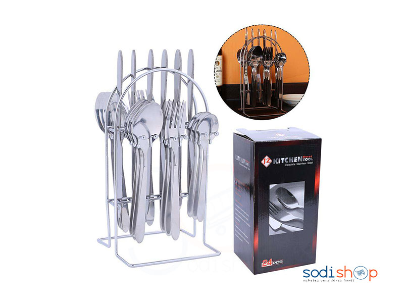 Couverts de table 24 Pièces - Cuillères + Fourchettes et Couteaux VI0050