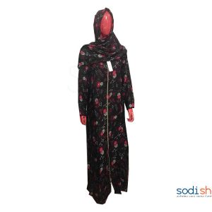 Hijab à Motifs de Fleurs - Couleur Noir, Taille : M, L