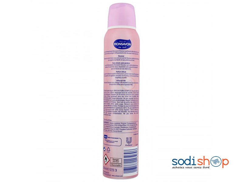 Déodorant Monsavon lait & Coton Douceur 200ml JI0057 – Image 2