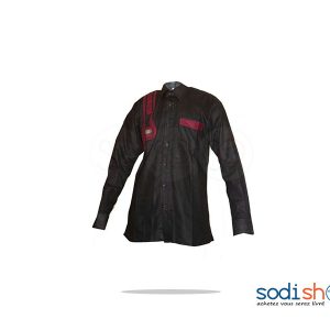 Chemise Manche Longue Couleur Noire-Rouge Pour Homme MJ0022