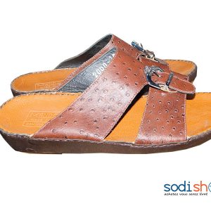 Chaussure à Sandale en Cuir Marron Pour Homme GJ0058
