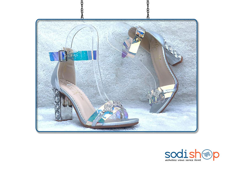 Chaussure à Talons Golden Kello - Couleur argent, Pour Femme AU0059