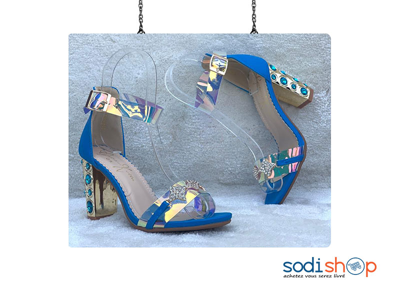 Chaussure à Talons Golden Kello - Couleur Bleu, Pour Femme AU0059