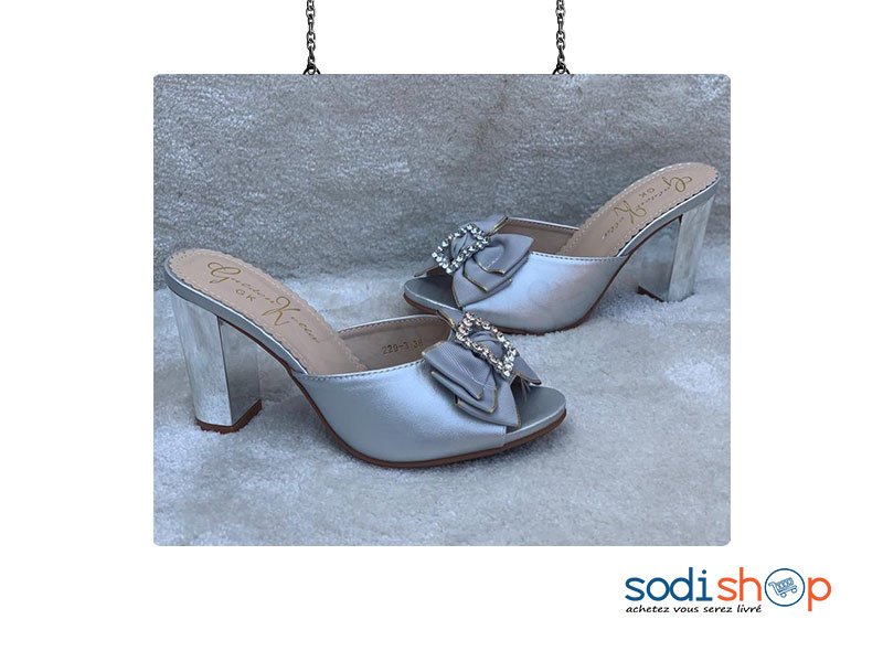 Chaussures Pour Femme, Talon à Noeud Golden Kello - Couleur Gris AU0059