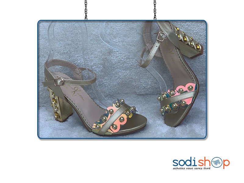 Chaussure à Talons Golden Kello - Couleur Or Clair, Pour Femme AU0059