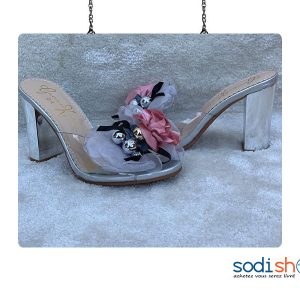 Chaussure à Talon Carré Pour Femme Couleur Grise Transparente AU0059