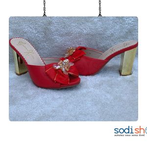 Chaussure à Talon Carré Pour Femme Couleur Rouge AU0059