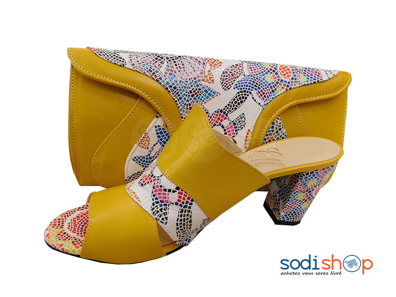 Accessoire Ensemble Pour Femme Pochette + Chaussure SC0067 Jaune