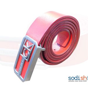 Ceinture Calvin Klein, Taille Ajustable, Couleur Rouge 100% Cuir GJ0058
