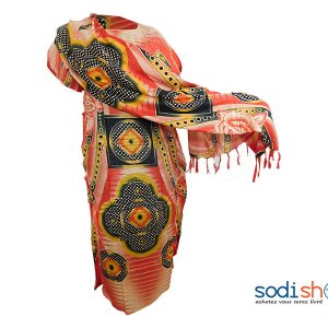 Robe en Tunique Jaune Rouge Pour Femme AK0061