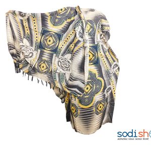 Robe à Motif - Couleur Jaune/Gris Pour femme AK0061