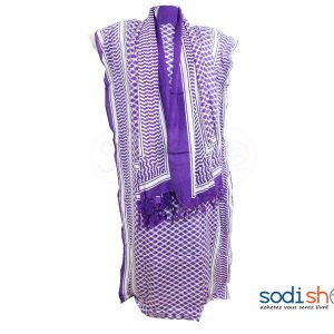 Robe en Tunique Couleur Violette et Blanche Pour Femme AK0061