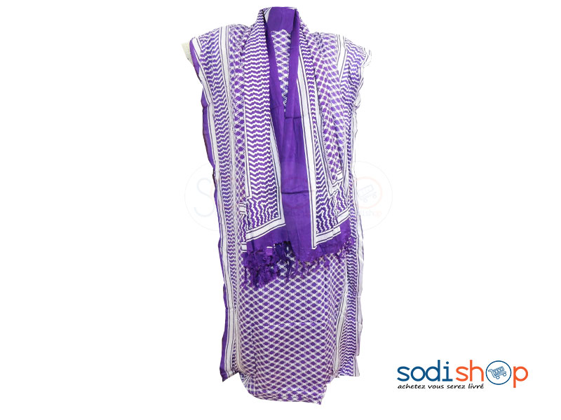 Robe en Tunique Couleur Violette et Blanche Pour Femme AK0061