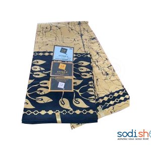 Léger, Tissu à Motif Africaine - Couleur Kaki/Noir, 3 Pagnes, 100% Coton GF0059