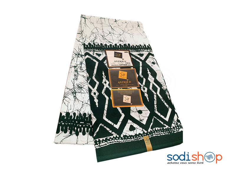 Léger Antique à Motif Couleur Blanche et Verte 6 Yard GF0059